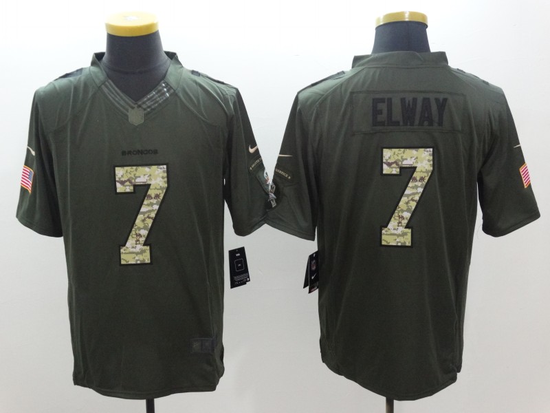 Men's Denver Broncos John Elway #7 Army Green Jersey